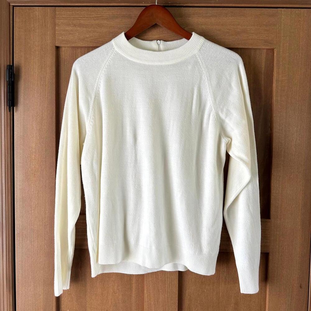 Carolyn Taylor Cream Crewneck Lightweight Sweater Zipper Back Women’s size XL​